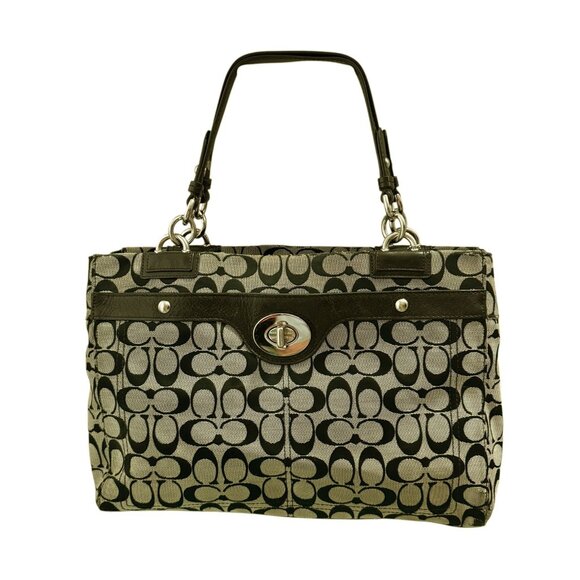 Coach Signature Logo Penelope Tote Bag 16537 Brown Large Carryall Shoulder Purse - Picture 1 of 12